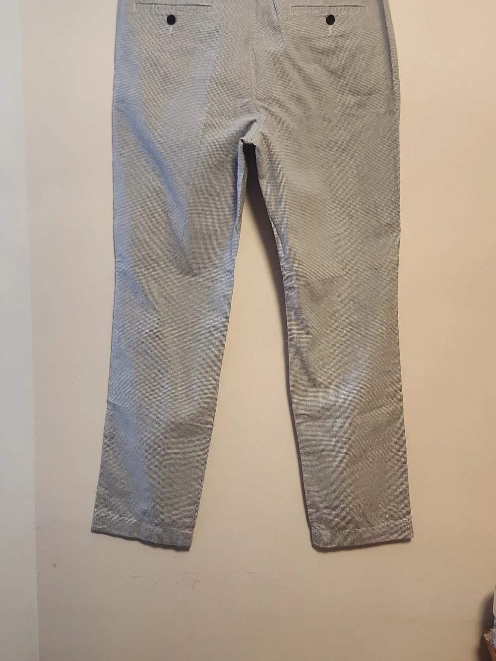 J. Crew Men’s Light Gray Micro Houndstooth  Linen Blend Straight Pants 34/32